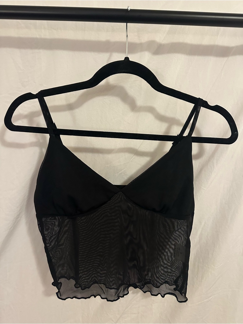Black Mesh Camisole Tank Top